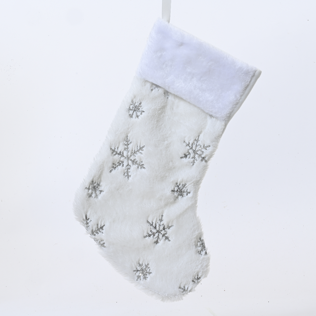 Носок Новогодний Kaemingk белый со звездами 652485