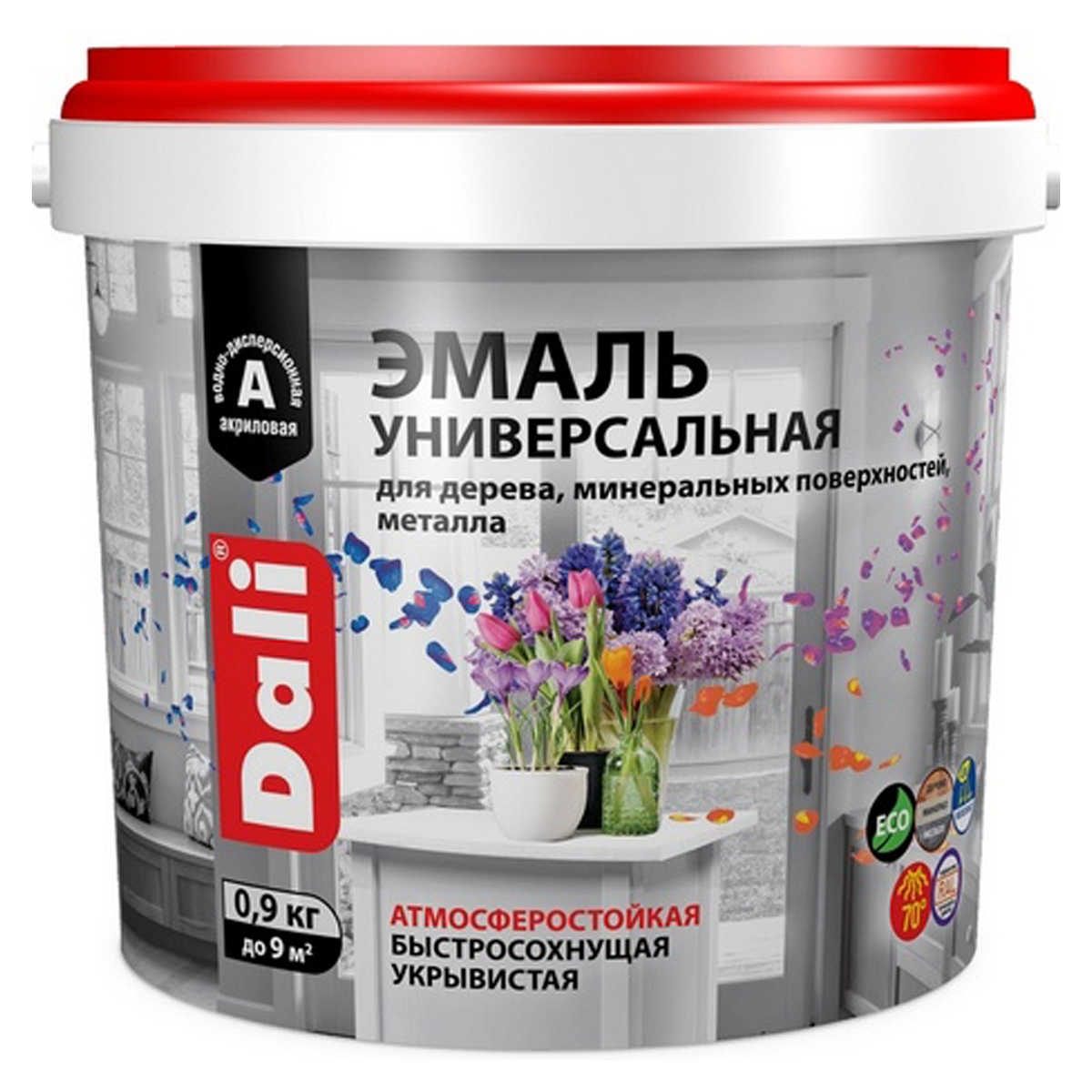 Эмаль универсальная Dali, акриловая, п/мат. серый , RAL 7004,0.9 кг