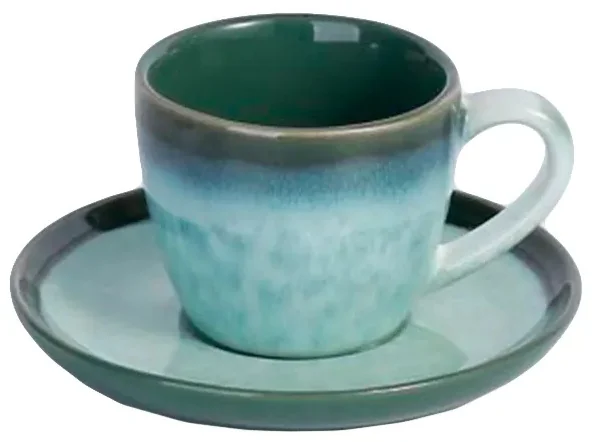 Кофейный набор 6 персон 100мл DH Eyemazy green фарфор T25-07