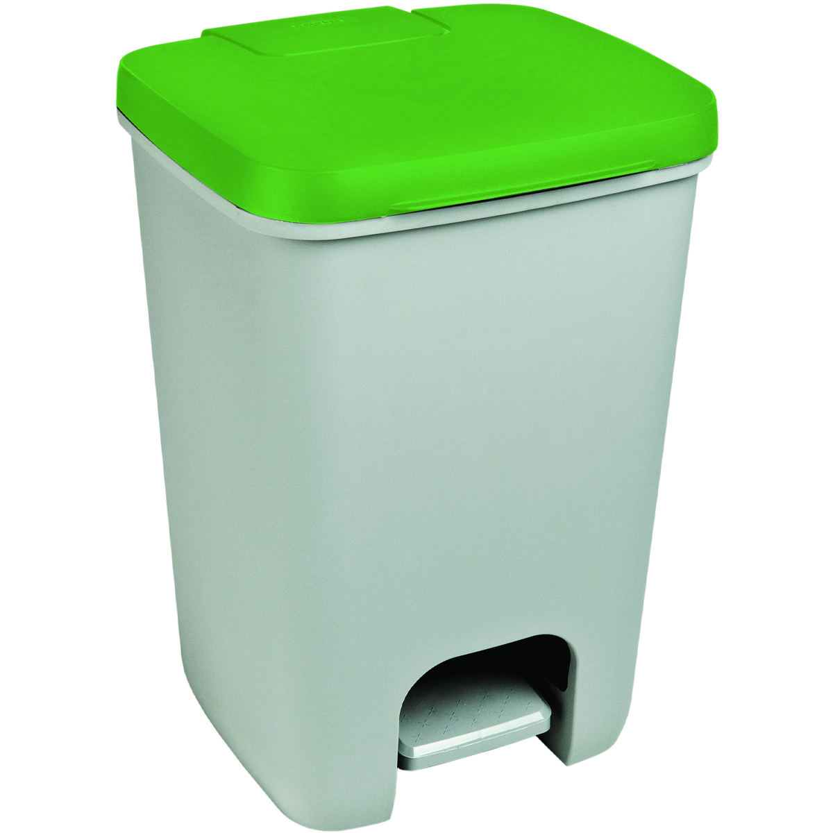 Контейнер для мусора Curver Essentials с педалью серый с зеленой крышкой 20л 248607