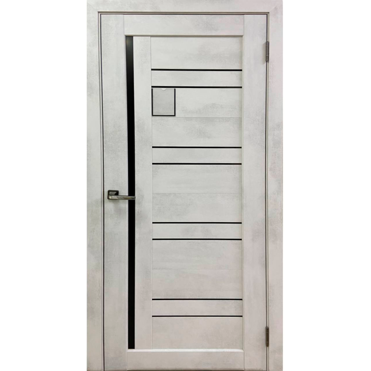 Дверное полотно остекленное Рада NEW Вертикаль (ст. черное) Бетон светлый, 900 мм