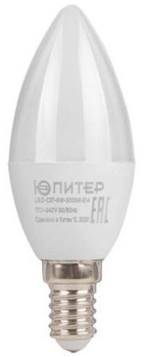 Лампа светодиодная C37 СВЕЧА 7,5 Вт 170-240В E14 4000К ЮПИТЕР ЛЮКС