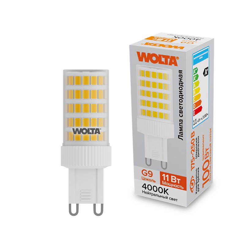 Лампа светодиодная WOLTA WSTD-JCD-11W4KG9-C "Капсульная" JCD 11Вт 1000лм 4000K G9 1/10/100/500