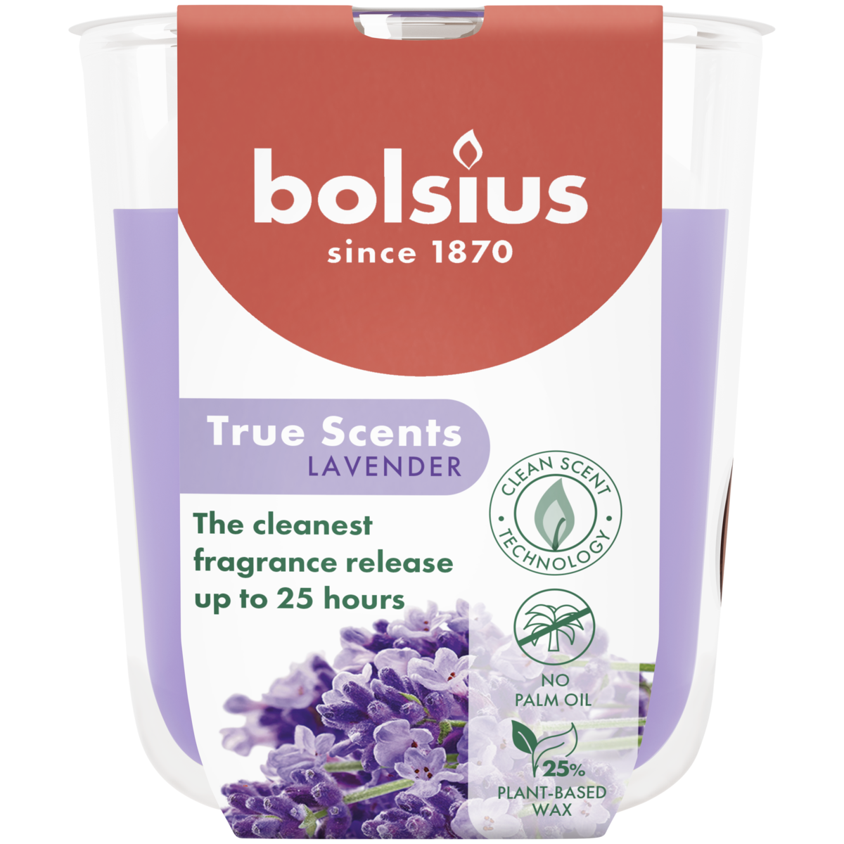 Аромасвеча в стакане Bolsius True Scents 8x7,3 см Lavender