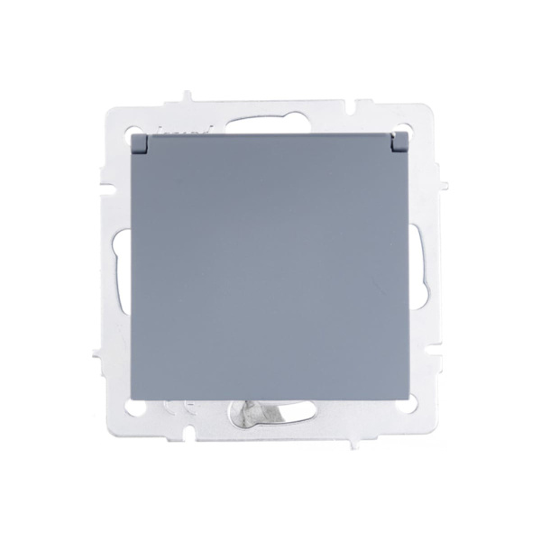 Розетка VESNA 742 3488 123В с/з с крышкой бакалит графит (механизм)