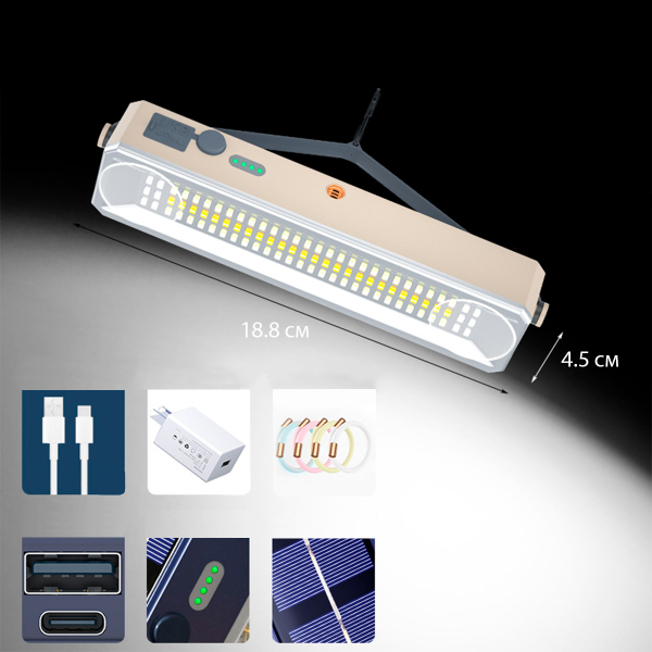 Фонарь для кемпинга Camping Lamp подвесной на карабине, аккумуляторный на солнечной батарее, время р