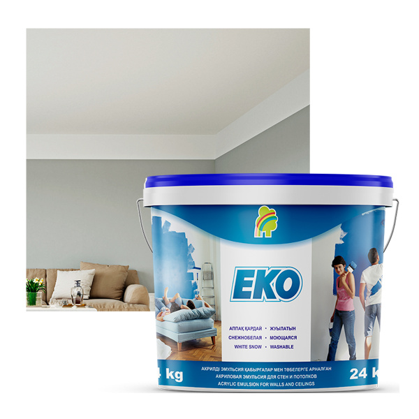 Краска "EKO" для стен и потолков моющаяся акриловая 24 кг Краска "EKO" для стен и потолков моющаяся акриловая 24 кг