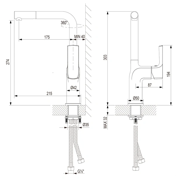 Смеситель д/к Lemark Ursus LM7205BLR с высоким поворотным изливом, черный/розовое золото Смеситель д/к Lemark Ursus LM7205BLR с высоким поворотным изливом, черный/розовое золото