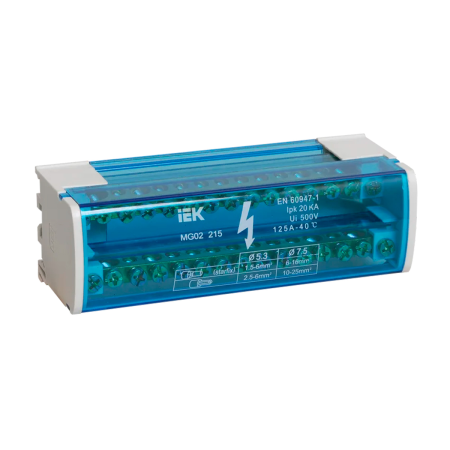 Шины на DIN-рейку в корпусе (кросс-модуль) ШНК 2х15 L+PEN ИЭК YND10-2-15-125