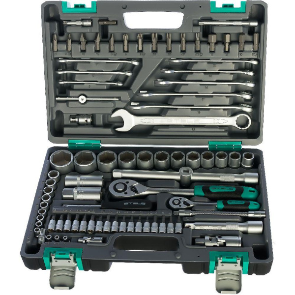 Набор инструментов STELS 1/2" 1/4" CrV пластиковый кейс 82 предмета
