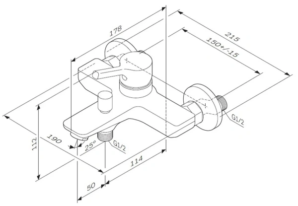 Смеситель в/д AM.PM F85B10000 X-Joy S, излив 164 мм, хром, шт