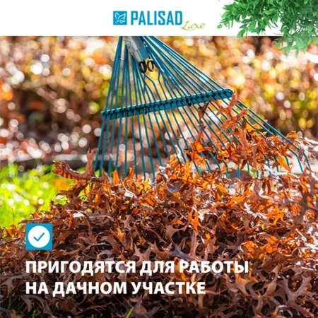 Грабли веерные стальные, 540х1450 мм, 24 плоских зуба, лакированный черенок, LUXE// Palisad