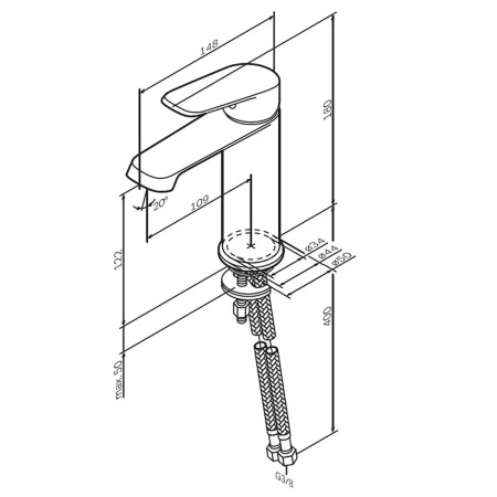 Смеситель д/р AM.PM F8F02100 Func, хром,