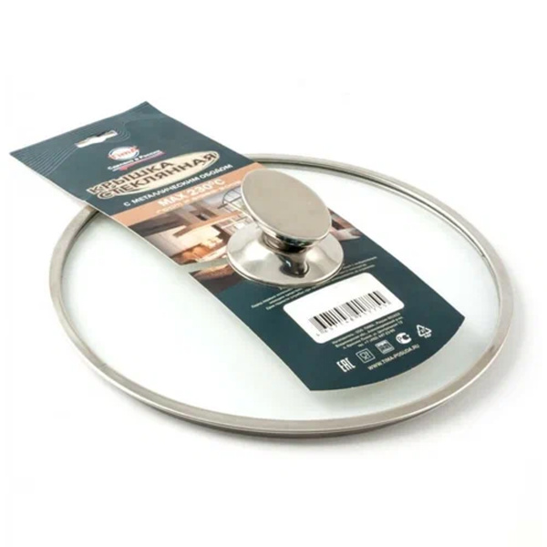 Крышка TimA 26 см стекло с метал/ободком овальная ручка низкая 5526