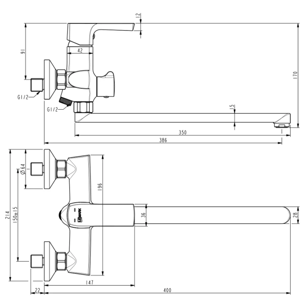 Смеситель в/д Lemark Ursus LM7251BL универсальный черный Смеситель в/д Lemark Ursus LM7251BL универсальный черный