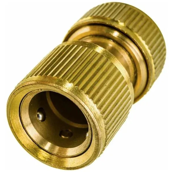 Соединитель латунный быстросъемный для шланга 1/2", аквастоп// Palisad