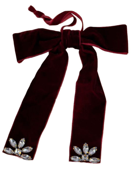 Бант декоративный Magic Time красный бархат с камнями 19х15 см 94600