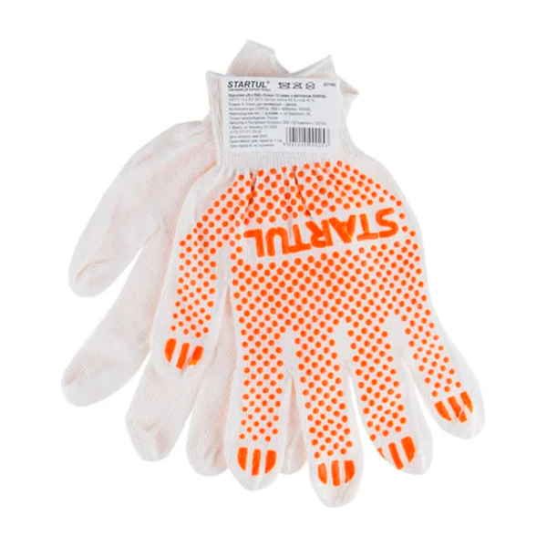 Перчатки х/б с ПВХ "Точка" 13класс с логотипом STARTUL, арт.ST7193
