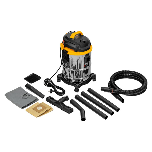 Пылесос строительный SVC15, 1200 Вт, бак 15 л, шланг 2 м// Denzel