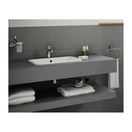Раковина накладная Vitra S20 квадратная 45 cм, c переливом, цвет белый (5463B003-0001)
