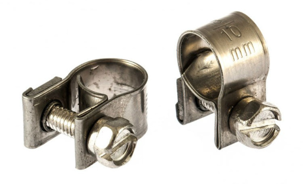 Хомуты металлические, MINI 8-10 мм, ширина 9 мм, винтовые, W4, 2 шт.// Сибртех