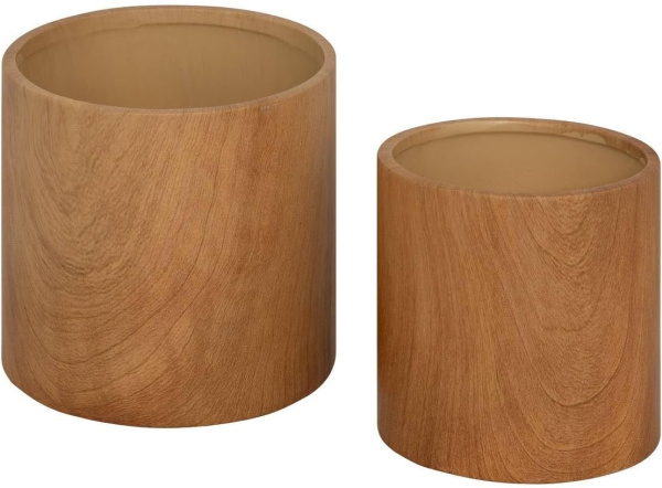 Набор из 2 керамических кашпо, имитация дерева 179238A