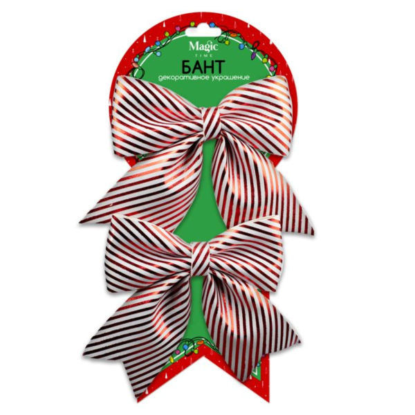 Набор украшиений новогодних MAGIC TIME Бант 2 шт 13x14,5x1,6 см красно-белый 91221