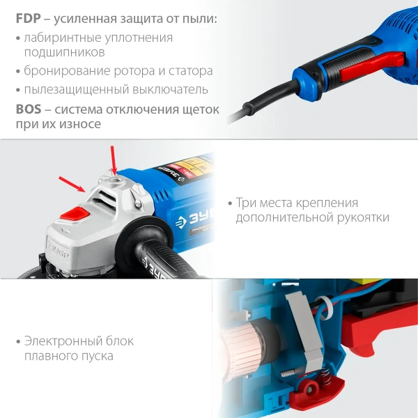 Машина углошлифовальная ЗУБР Профессионал 2000 Вт, d180 мм, (УШМ-П180-2000 п)