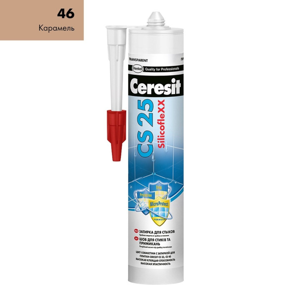 Ceresit затирка CS 25 MicroProtect картридж 280 мл. Карамель