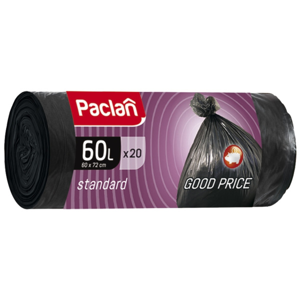 Paclan мешки для мусора Standart 60 л, 60х72 см, 20 шт, 8 мкм