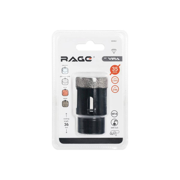Коронка алмазная для УШМ по керамике 35 мм RAGE by VIRA
