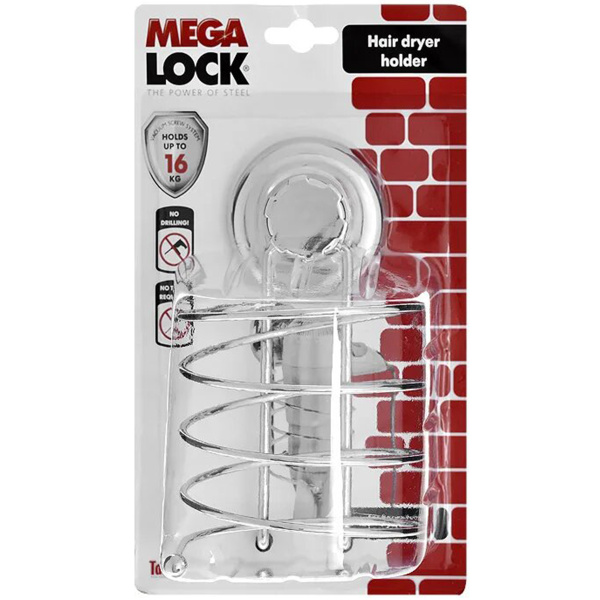 Держатель Tatkraft MEGA LOCK для фена 10х12,5х18,5 см, хромированная сталь 11441 Держатель Tatkraft MEGA LOCK для фена 10х12,5х18,5 см, хромированная сталь 11441