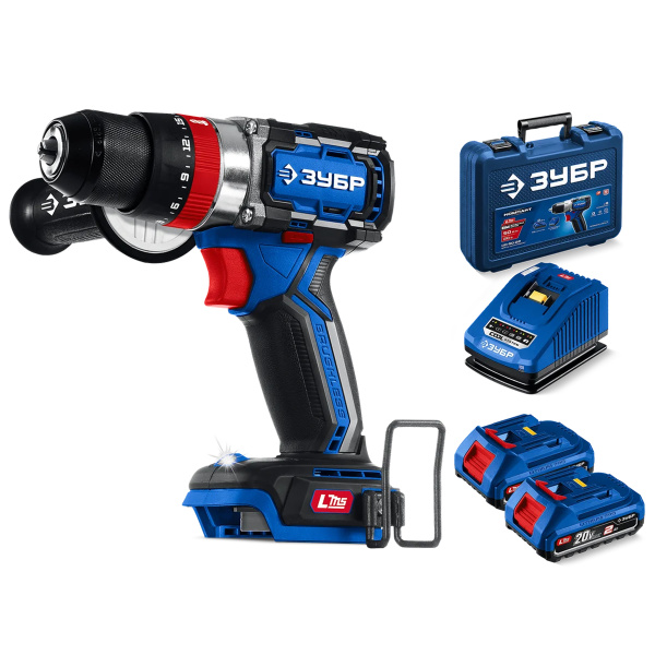Дрель-шуруповерт бесщеточная ударная ЗУБР ПРОФЕССИОНАЛ, 20 В, 70 Н·м, 2 АКБ LMS (2 А·ч), (DBS-70-22)