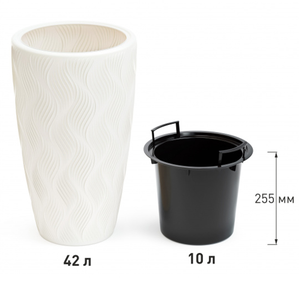 Кашпо напольное Флэйм D360мм 10,0/42,0л h595мм вставка белый М8884
