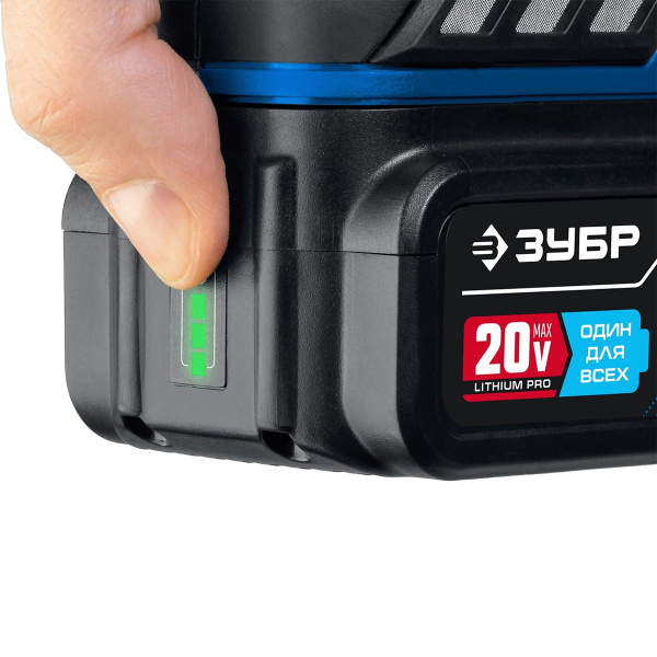 Бесщеточная УШМ ЗУБР 20В,Профессионал, 1 АКБ (4Ач), в сумке, AB-125-41