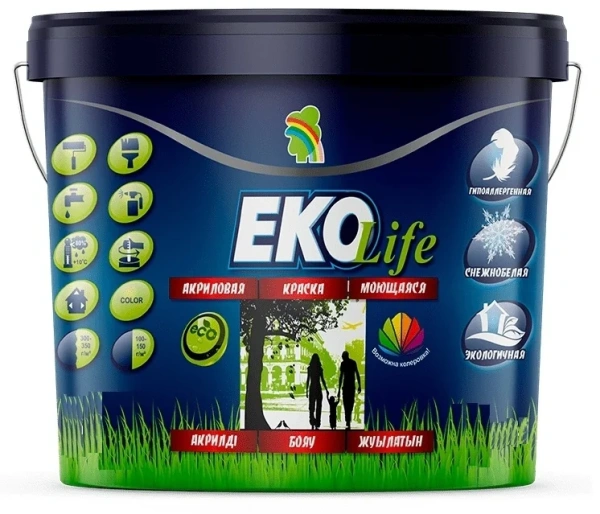 Краска "EKO Life" моющаяся гипоаллергенная акриловая 1,3 кг