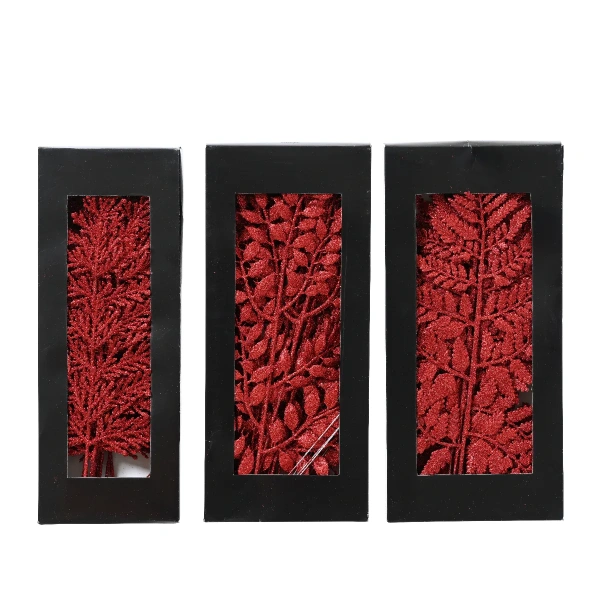 Набор искусственных новогодних веток Decoris красный 29679 Kmg