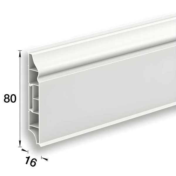 Плинтус напольный фигурный 80мм 2,2м "Идеал Дюра", 037 Молочно-белый