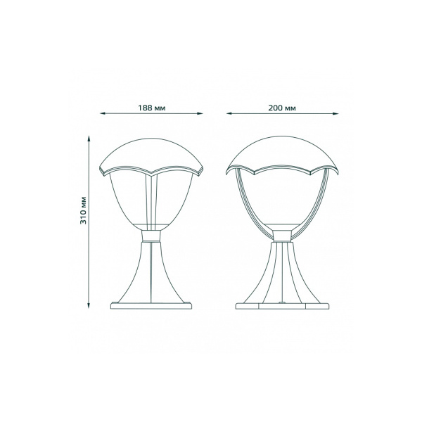 Светильник садово-парковый Gauss Aura на постамент 200*200*310mm, 170-240V / 50Hz, 1xE27, Max.60W, I