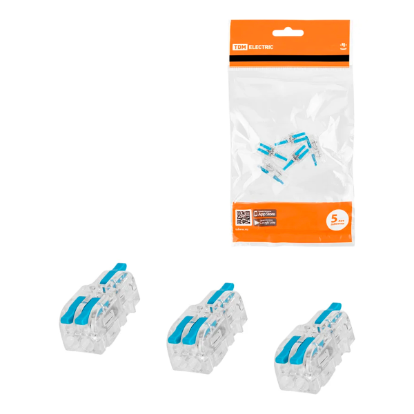 КЛЕММА РАЗВЕТВИТЕЛЬНАЯ СКР-612 ПРОЗРАЧ КОРПУС 4мм2, 5шт/упак TDM