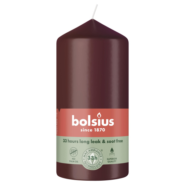 Свеча столбик Bolsius 12х5,8 см Velvet Red