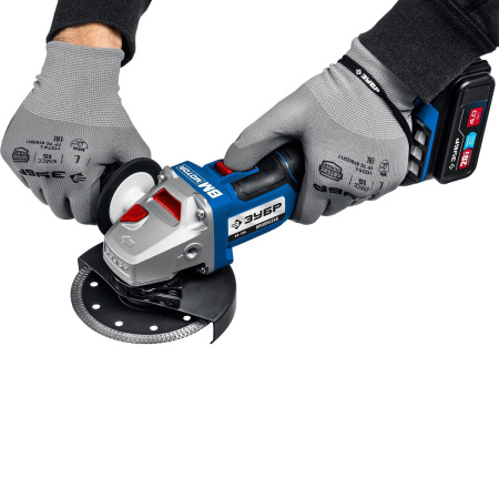 Бесщеточная УШМ ЗУБР 20В,Профессионал, 1 АКБ (4Ач), в сумке, AB-125-41