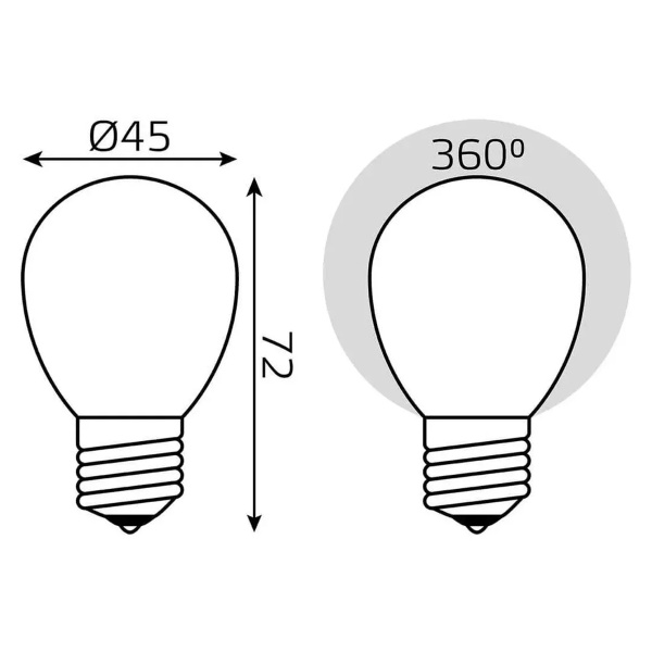 Лампа Gauss LED Filament Шар 9W E27 610 lm 4100K milky диммир.105202209-D