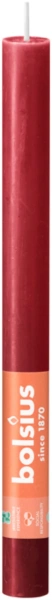 Свеча столовая Bolsius в деревенском стиле 27х2,3 см Delicate Red
