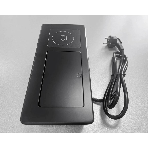 Бокс настольный на 2 розетки 200B, 1 USB, 1 Type-C, беспр. зарядка, 1,5 м., чёрный