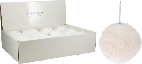 Шар елочный Мех 12 см белый AHR002080 К