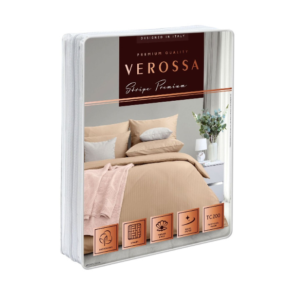 Комплект постельного белья "Verossa" Stripe Bronze 1,5 сп нав 50х70х2шт 747393