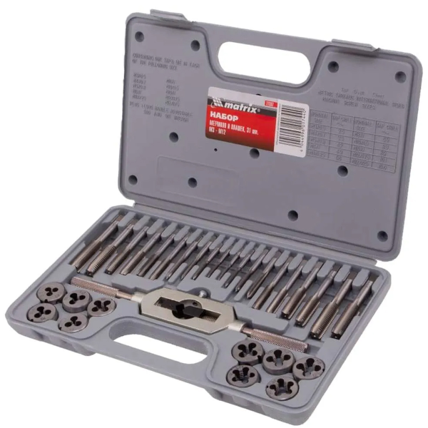 Набор метчиков и плашек М3 - М12, 31 предм.// MATRIX MASTER