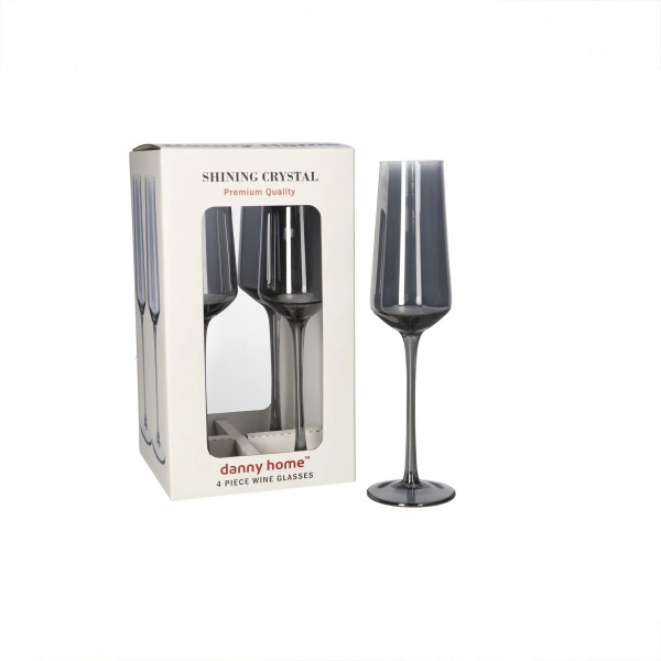 Набор бокалов для шампанского DH Black Crystal 300 мл 4 шт черный CB05-17