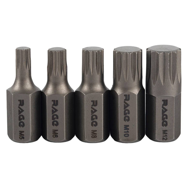 Биты автомобильные SPLINE М5,6,8,10,12 30 мм 5шт RAGE by VIRA